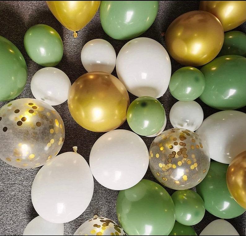 119 Sage Olive Green Balloon Garland Arch Kit White Gold Confetti Balloons Retro Green Balloon Set for Wedding Birthday Baby Shower - Decotree.co Online Shop