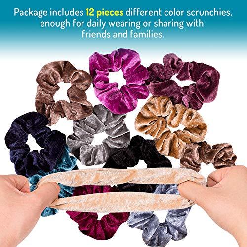 12 Pack Hair Scrunchies Premium Velvet Scrunchy Elastic Hair Bands for Girls, Women Hair Accessories - Decotree.co Online Shop
