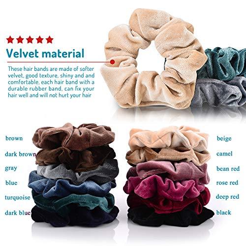 12 Pack Hair Scrunchies Premium Velvet Scrunchy Elastic Hair Bands for Girls, Women Hair Accessories - Decotree.co Online Shop