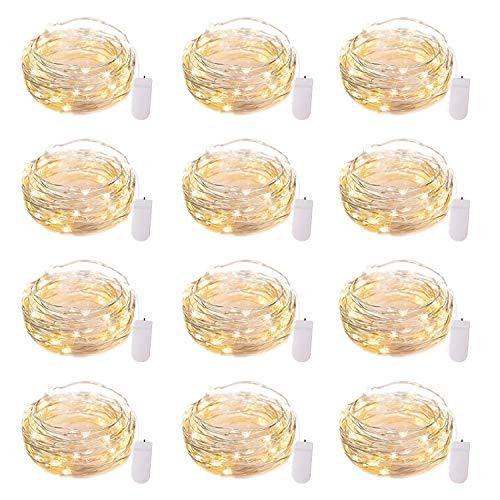 12 Pack Led Fairy Lights Battery Operated String Lights Waterproof Silver Wire 7 Feet 20 Led Firefly Starry Moon Lights for DIY Wedding Party Bedroom Patio Christmas (Warm White) - Decotree.co Online Shop