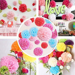 12 pcs Assorted Rainbow Colors Tissue Paper Pom Poms Flower Balls for Birthday Wedding Party Baby Shower Decorations - Decotree.co Online Shop