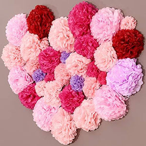 12 pcs Assorted Rainbow Colors Tissue Paper Pom Poms Flower Balls for Birthday Wedding Party Baby Shower Decorations - Decotree.co Online Shop