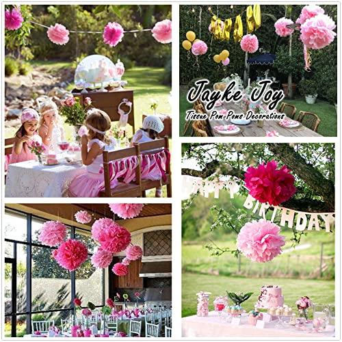 12 Pcs Paper Pom Poms Kit, Tissue Paper Flowers for Birthday, Wedding, Bachelorette, Baby Shower, Girl Nursery Decoration (Pink Mix) - Decotree.co Online Shop