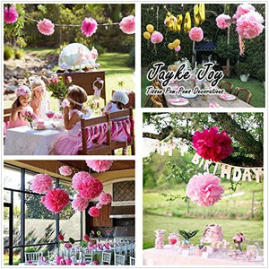 12 Pcs Paper Pom Poms Kit, Tissue Paper Flowers for Birthday, Wedding, Bachelorette, Baby Shower, Girl Nursery Decoration (Pink Mix) - Decotree.co Online Shop