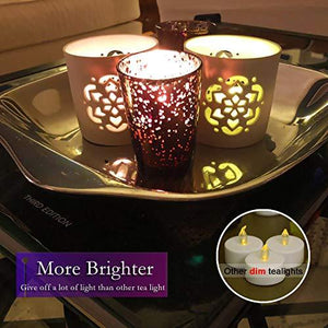 12 pcs Realistic and Bright Flickering Battery Operated Flameless LED Tea Lights - Decotree.co Online Shop
