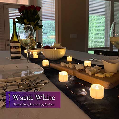 12 pcs Realistic and Bright Flickering Battery Operated Flameless LED Tea Lights - Decotree.co Online Shop