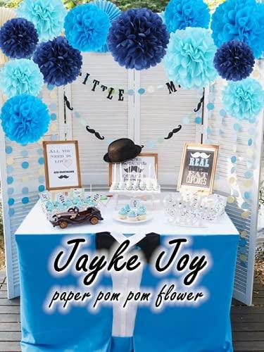 12 Pcs Tissue Pom Poms Kit, Tissue Paper Flowers for Birthday, Boy Baby Shower, Nursery, Graduation, Bachelorette Party Decoration (Blue Mix) - Decotree.co Online Shop