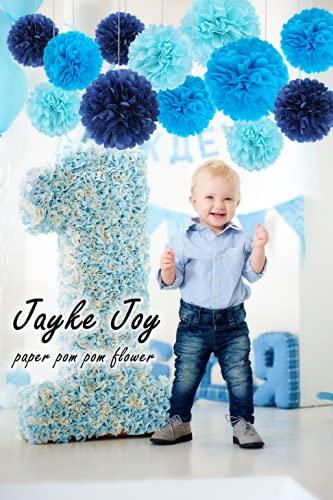 12 Pcs Tissue Pom Poms Kit, Tissue Paper Flowers for Birthday, Boy Baby Shower, Nursery, Graduation, Bachelorette Party Decoration (Blue Mix) - Decotree.co Online Shop
