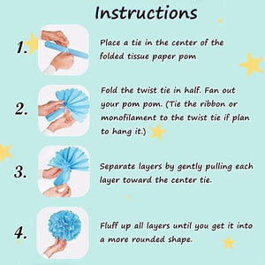 12 Pcs Tissue Pom Poms Kit, Tissue Paper Flowers for Birthday, Boy Baby Shower, Nursery, Graduation, Bachelorette Party Decoration (Blue Mix) - Decotree.co Online Shop