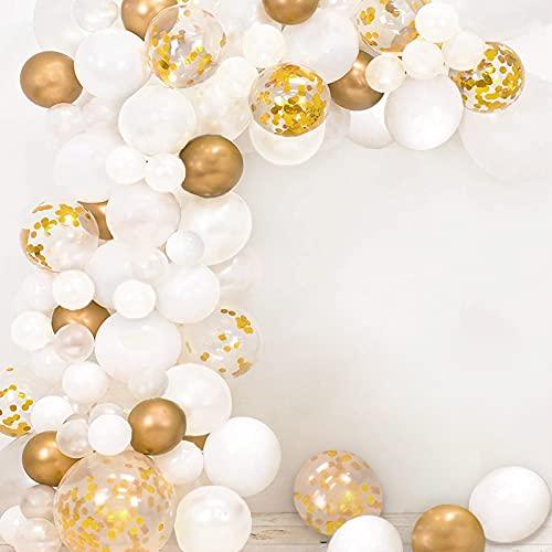 120pcs White Gold Balloon Garland Arch Kit 5 Inch 10 Inch 12 Inch White Gold Confetti Balloons Set for Birthday - Decotree.co Online Shop
