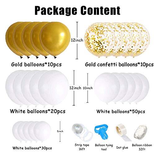 120pcs White Gold Balloon Garland Arch Kit 5 Inch 10 Inch 12 Inch White Gold Confetti Balloons Set for Birthday - Decotree.co Online Shop