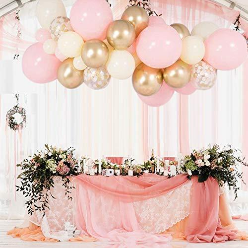 100 Pack Confetti Balloons - 12" Pink, White, Rose Red & Confetti-Filled Latex Balloons