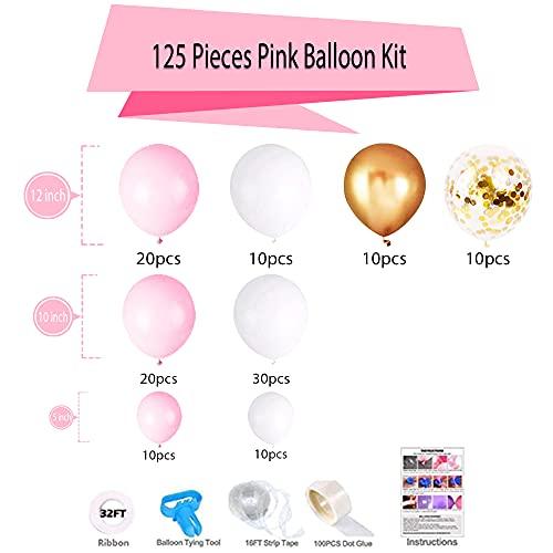 124 Pieces White Pink Gold and Gold Confetti Latex Balloons for Baby Shower Wedding Birthday Graduation - Decotree.co Online Shop