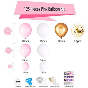 124 Pieces White Pink Gold and Gold Confetti Latex Balloons for Baby Shower Wedding Birthday Graduation - Decotree.co Online Shop