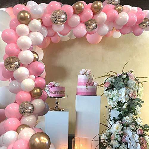 124 Pieces White Pink Gold and Gold Confetti Latex Balloons for Baby Shower Wedding Birthday Graduation - Decotree.co Online Shop