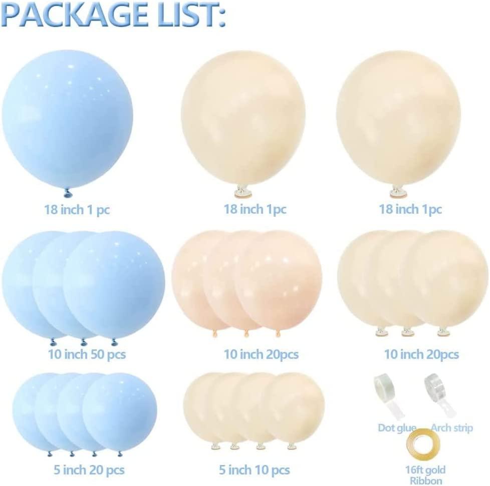 126pcs Baby Blue Balloons Garland Kit Pastel Light Arch Different Sizes Baby Shower - Decotree.co Online Shop