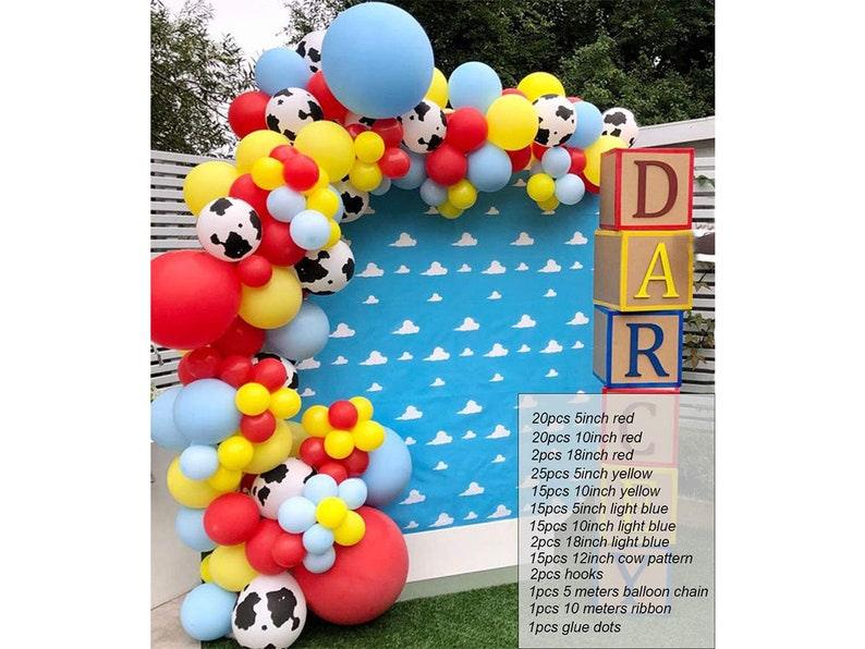 129pcs Cow Pattern Printed Balloon Arch Toy Story Theme Party Supplies Red Yellow Blue Balloons Garland Kit for Mario Toy Story Theme - Decotree.co Online Shop