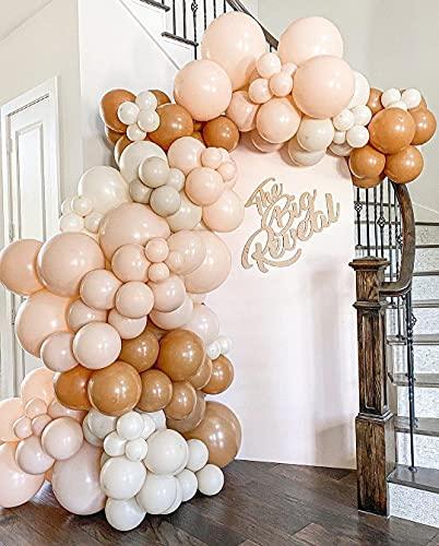 129pcs Party Balloons Arch kit Brown Peach Neutral Party Balloons Wedding Graduation Baby Birthday Decoration (129PCS- Teddy Brown) - Decotree.co Online Shop