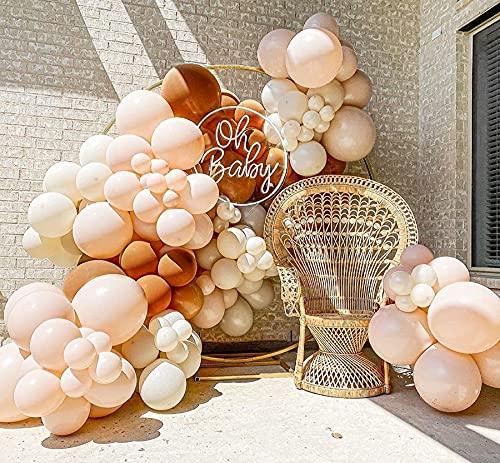 129pcs Party Balloons Arch kit Brown Peach Neutral Party Balloons Wedding Graduation Baby Birthday Decoration (129PCS- Teddy Brown) - Decotree.co Online Shop