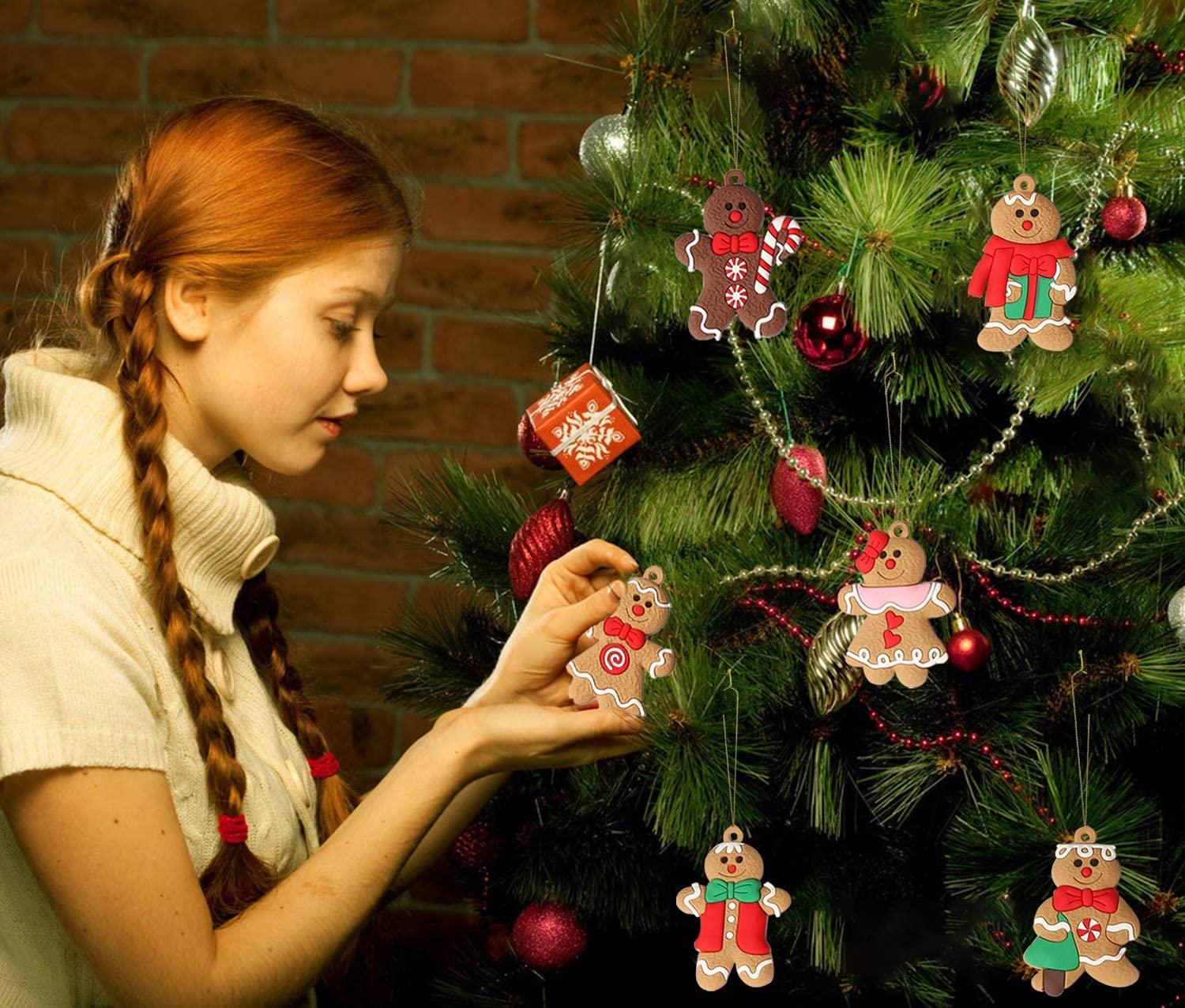 12pcs Christmas Gingerbread Man Ornaments for Christmas Tree Decorations - Decotree.co Online Shop
