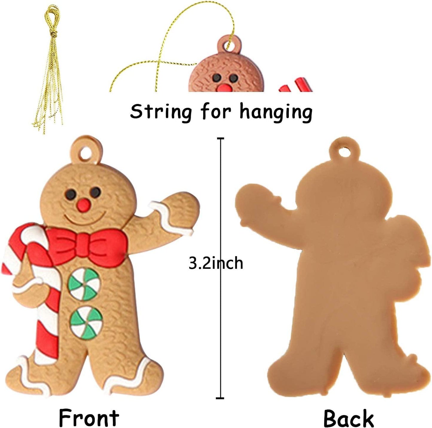 12pcs Christmas Gingerbread Man Ornaments for Christmas Tree Decorations - Decotree.co Online Shop