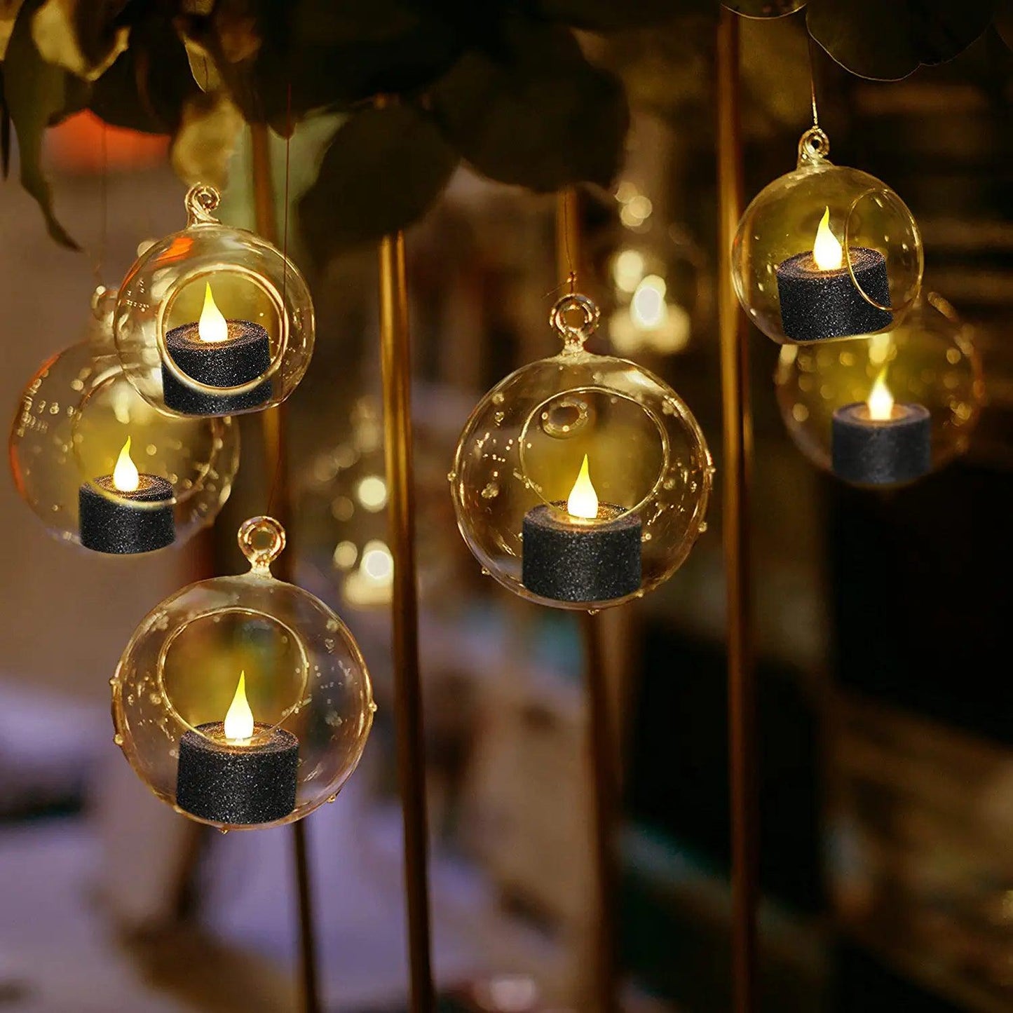 12pcs LED Glittery Candles Battery Operated Tea Lights with Built-In 6/18 Timer for Parties - Decotree.co Online Shop