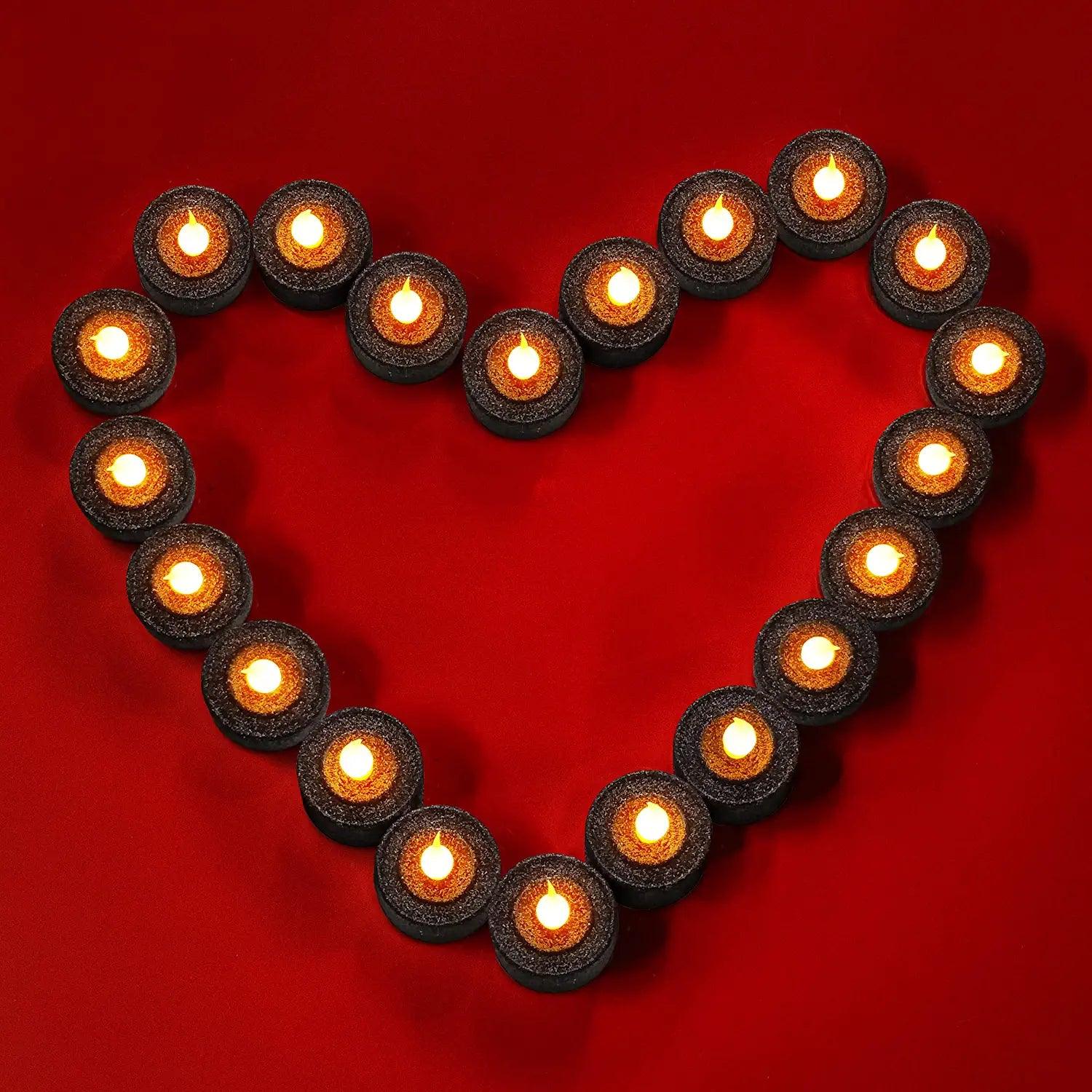12pcs LED Glittery Candles Battery Operated Tea Lights with Built-In 6/18 Timer for Parties - Decotree.co Online Shop