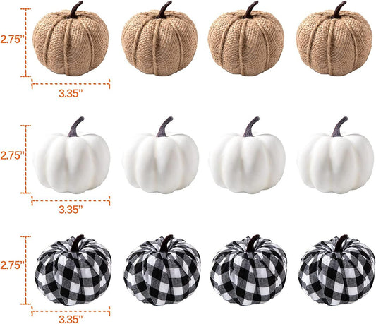 12pcs Mixed Artificial Pumpkins Fake Harvest Pumpkins for Fall Wedding Decor - Decotree.co Online Shop