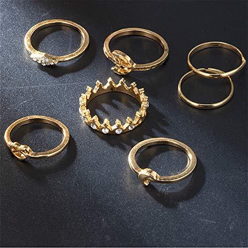 13 Pcs Women Rings Set Knuckle Rings Gold Bohemian Rings for Girls Vintage Gem Crystal Rings Joint Knot Ring Sets for Teens - Decotree.co Online Shop