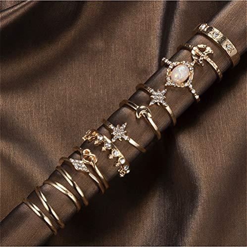 13 Pcs Women Rings Set Knuckle Rings Gold Bohemian Rings for Girls Vintage Gem Crystal Rings Joint Knot Ring Sets for Teens - Decotree.co Online Shop