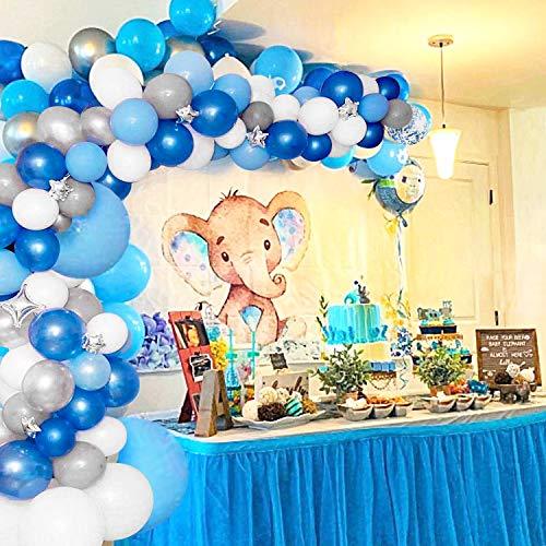 135 Pieces Blue Balloon Garland Arch Kit - White Blue Silver and Blue Confetti Latex Balloons - Decotree.co Online Shop