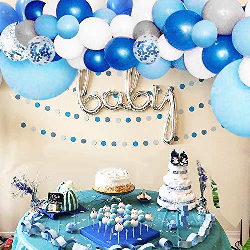 135 Pieces Blue Balloon Garland Arch Kit - White Blue Silver and Blue Confetti Latex Balloons - Decotree.co Online Shop