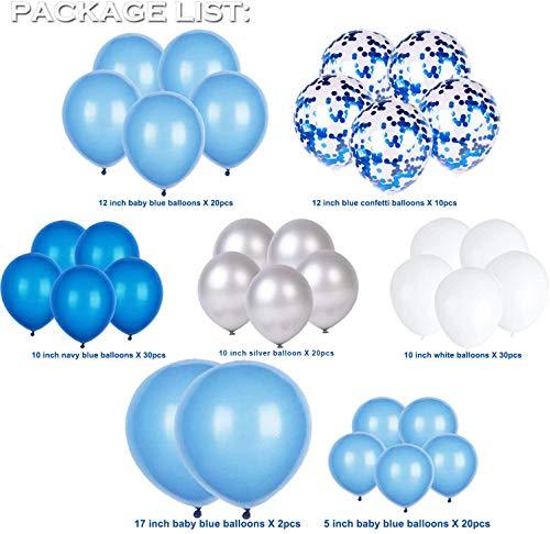 135 Pieces Blue Balloon Garland Arch Kit - White Blue Silver and Blue Confetti Latex Balloons - Decotree.co Online Shop