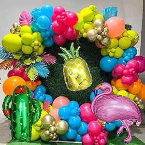 135Pcs Tropical Flamingos Balloons Garland Kit Blue Orange Rose Red Green Hawaii Luau Party Balloons - Decotree.co Online Shop