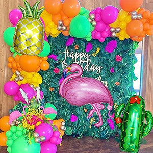 135Pcs Tropical Flamingos Balloons Garland Kit Blue Orange Rose Red Green Hawaii Luau Party Balloons - Decotree.co Online Shop