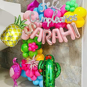 135Pcs Tropical Flamingos Balloons Garland Kit Blue Orange Rose Red Green Hawaii Luau Party Balloons - Decotree.co Online Shop