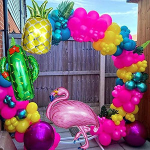 135Pcs Tropical Flamingos Balloons Garland Kit Blue Orange Rose Red Green Hawaii Luau Party Balloons - Decotree.co Online Shop