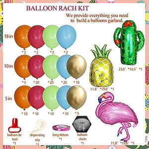 135Pcs Tropical Flamingos Balloons Garland Kit Blue Orange Rose Red Green Hawaii Luau Party Balloons - Decotree.co Online Shop