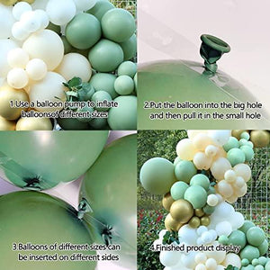 139 Pcs Sage Balloons Garland Kit Arch Olive Green White And Metallic Gold Nude Safari Birthday Party Decoration - Decotree.co Online Shop