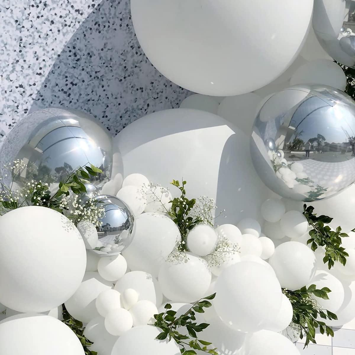 139 Pieces White Silver Balloon Arch Garland Kit, Latex Balloons for Baby Shower Wedding Birthday Graduation - Decotree.co Online Shop