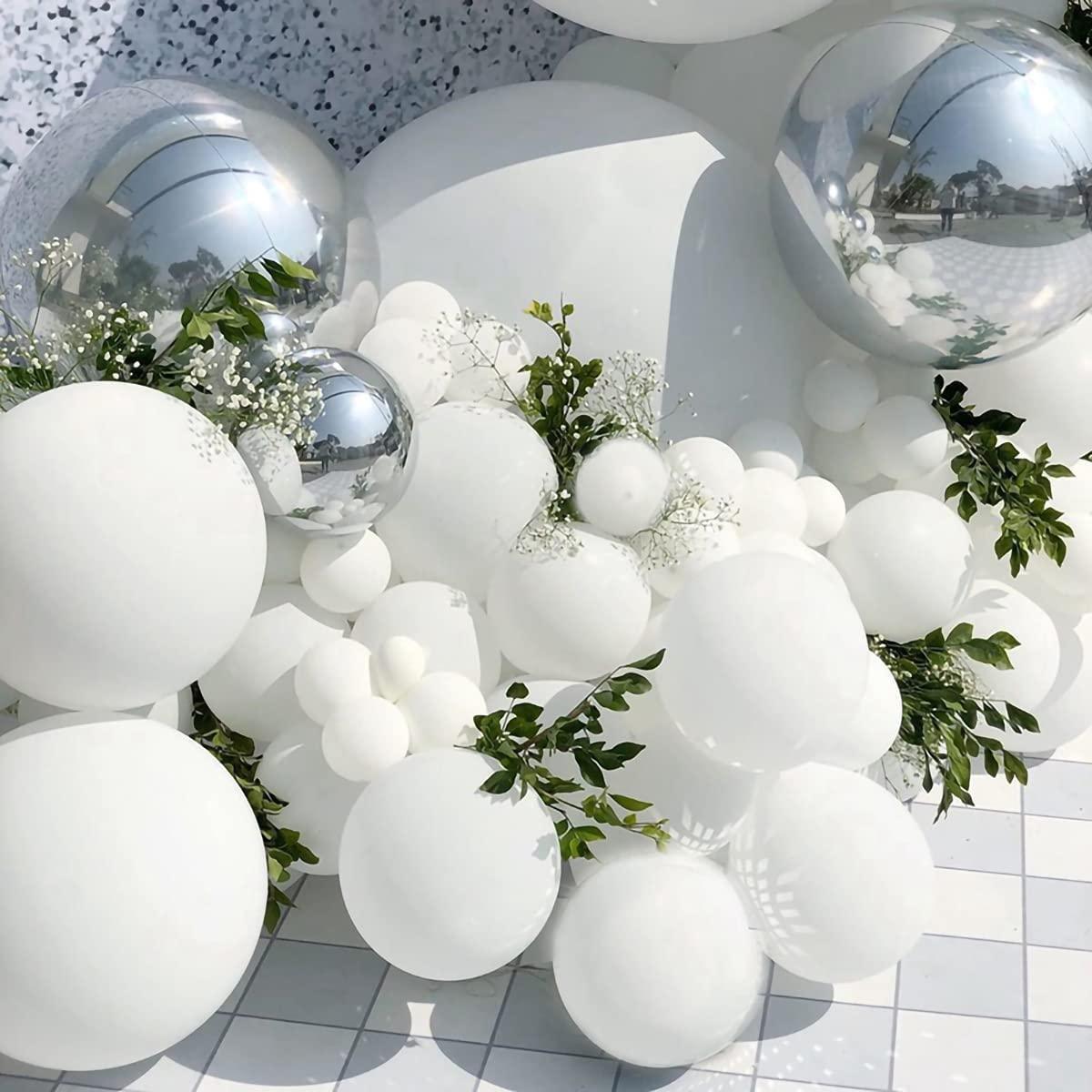 139 Pieces White Silver Balloon Arch Garland Kit, Latex Balloons for Baby Shower Wedding Birthday Graduation - Decotree.co Online Shop