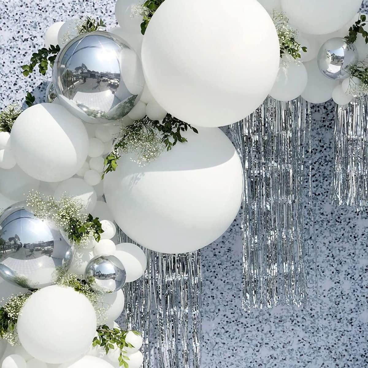 139 Pieces White Silver Balloon Arch Garland Kit, Latex Balloons for Baby Shower Wedding Birthday Graduation - Decotree.co Online Shop
