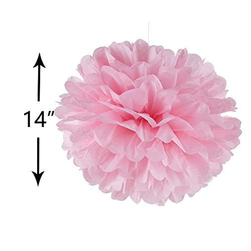 14" Pink and Blue Tissue Pom Poms Kit DIY Decorative Paper Flowers for Baby Shower Boy or Girl Gender Reveal Party Wedding Backdrop Pack of 10 - Decotree.co Online Shop