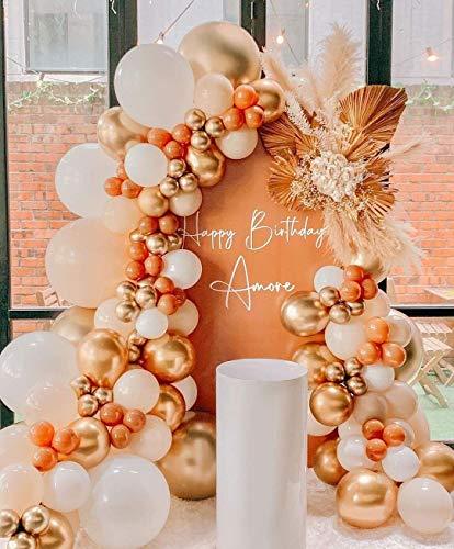 141pcs Orange with Gold Balloon Garland Arch Kit-Cream White Orange Gold Balloons for Wedding Decoration Baby Shower Decorations Birthday Party Decoration - Decotree.co Online Shop