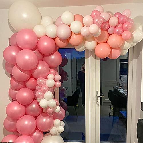 143Pcs Girl's Birthday Pink and Rose Gold Confetti Different Size Balloons Garland Kit - Decotree.co Online Shop
