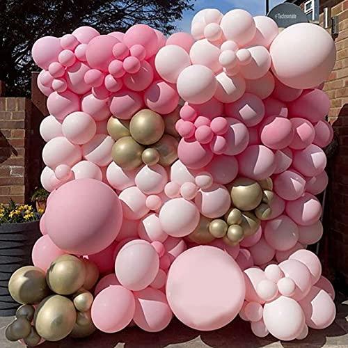 143Pcs Girl's Birthday Pink and Rose Gold Confetti Different Size Balloons Garland Kit - Decotree.co Online Shop