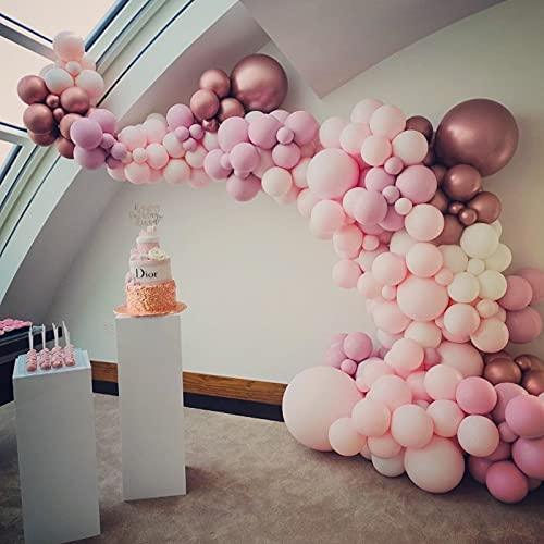 143Pcs Girl's Birthday Pink and Rose Gold Confetti Different Size Balloons Garland Kit - Decotree.co Online Shop