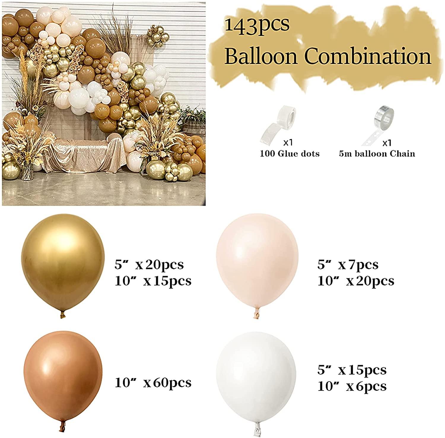 143pcs Party Balloon garland kit Peach Brown Balloons Party Decoration (143PCS- Coco Brown) - Decotree.co Online Shop