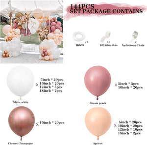 144pcs Matte White Cream Peach Balloon Arch Garland Kit Wedding Decoration - Decotree.co Online Shop