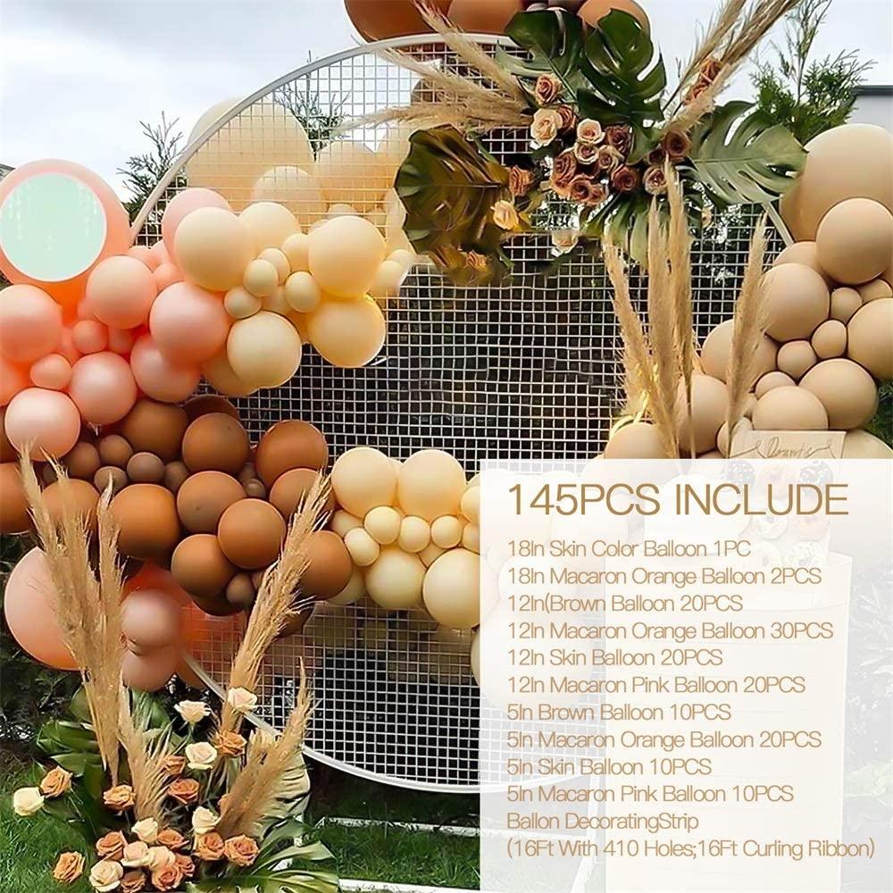 145PCS 18In 12In 5In Skin Color Brown Balloon Arch Garland For Festival Picnic Family Engagement, Wedding, Birthday Party - Decotree.co Online Shop